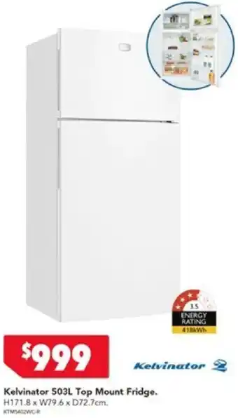 Harvey Norman Kelvinator 503L Top Mount Fridge offer