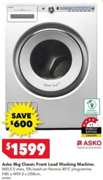 Harvey Norman Asko 8kg Classic Front Load Washing Machine offer