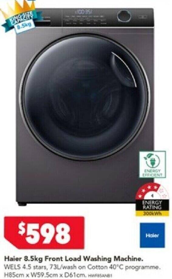 Haier 8.5kg Front Load Washing Machine offer at Harvey Norman