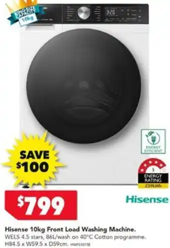 Harvey Norman Hisense 10kg Front Load Washing Machine offer