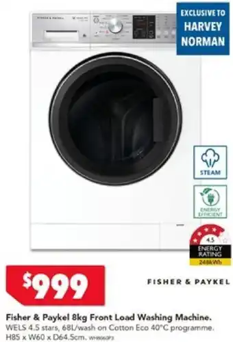 Harvey Norman Fisher & Paykel 8kg Front Load Washing Machine offer