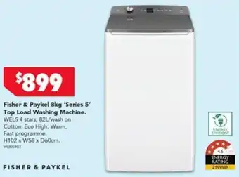 Harvey Norman Fisher & Paykel 8kg 'Series 5' Top Load Washing Machine offer