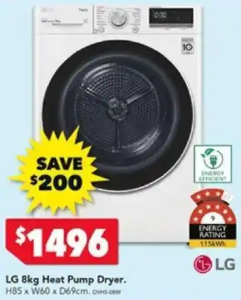 Harvey Norman LG 8kg Heat Pump Dryer offer