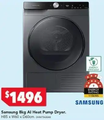 Harvey Norman Samsung 8kg Al Heat Pump Dryer offer