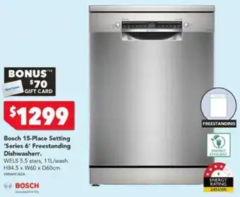 Harvey Norman Bosch 15-Place Setting 'Series 6' Freestanding Dishwasherr offer