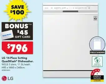 Harvey Norman LG 14-Place Setting QuadWash Dishwasher offer