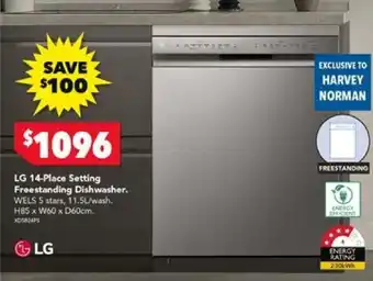 Harvey Norman LG 14-Place Setting Freestanding Dishwasher offer