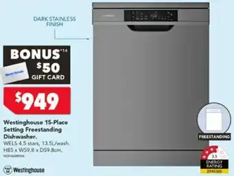 Harvey Norman Westinghouse 15-Place Setting Freestanding Dishwasher offer