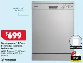 Harvey Norman Westinghouse 13-Place Setting Freestanding Dishwasher offer