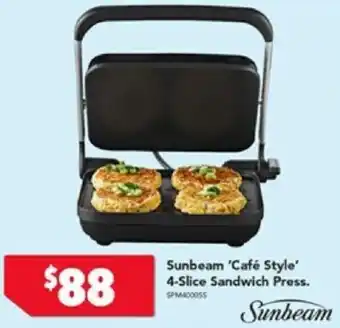 Harvey Norman Sunbeam 'Café Style' 4-Slice Sandwich Press offer