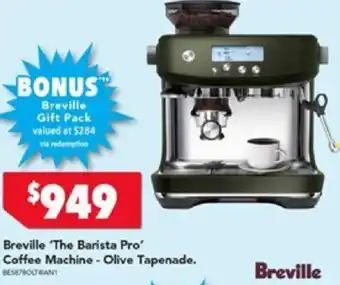 Harvey Norman Breville 'The Barista Pro' Coffee Machine - Olive Tapenade offer