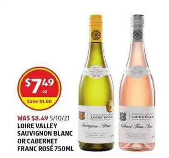 ALDI Loire Valley Sauvignon Blanc or Cabernet Franc Rose 750ml offer