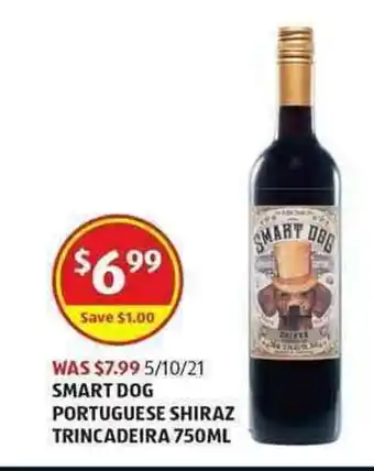 ALDI Dog Portuguese Shiraz Trincadeira 750ml offer
