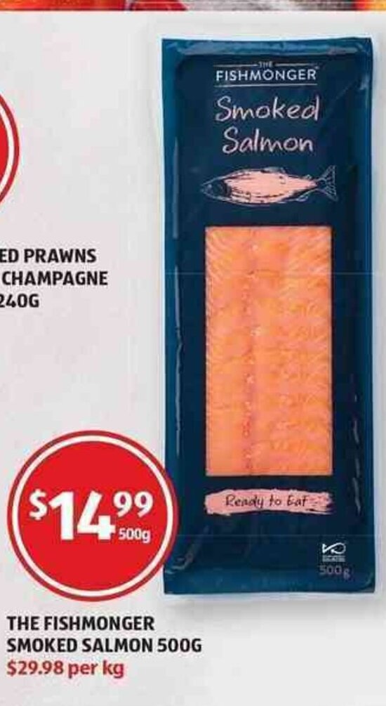 The Fishmonger Smoked Salmon 500g offer at ALDI