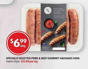 ALDI Specially Selected Pork & Beef Gourmet Sausages 500g offer