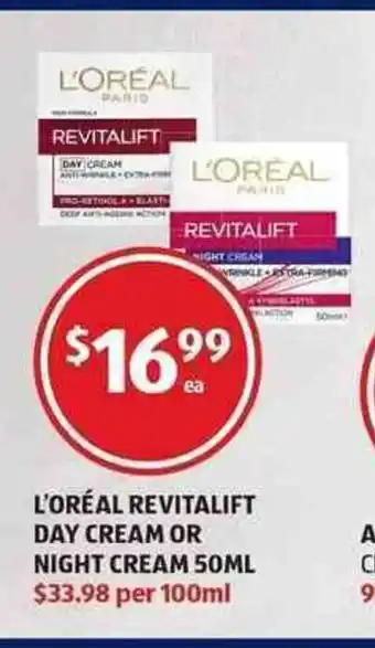 L'Oreal Revitalift Day Cream or Night Cream 50ml