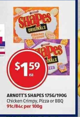 ALDI Arnott's Shapes 175g / 190g offer