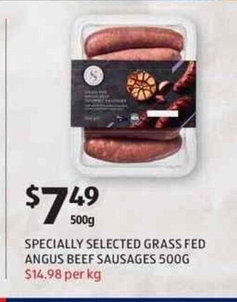 ALDI Specially Selected Grass Fed Angus Beef Sausages 500g offer