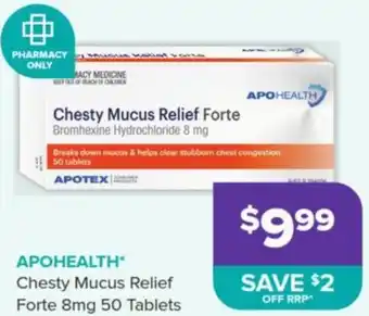 Ramsay Pharmacy APOHEALTH Chesty Mucus Relief Forte 8mg 50Tablets offer