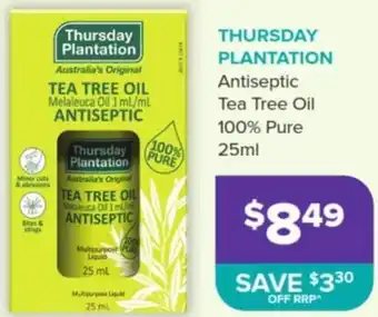 Ramsay Pharmacy Thursday Plantation Antiseptic Tea Tree Oil 100% Pure 25ml offer