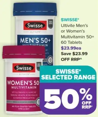 Ramsay Pharmacy SWISSE Ultivite Men's or Women's Multivitamin 50+ 60 Tablets offer