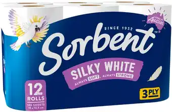 IGA Sorbent Silky White Toilet Rolls 12 Pack Selected Varieties offer