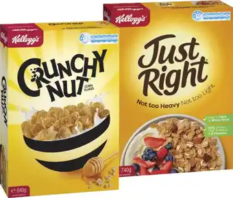 IGA Kellogg’s Just Right Original 740g or Crunchy Nut 640g offer