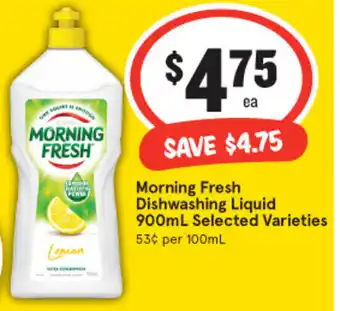 IGA Morning Fresh Dishwashing Liquid 900mL Selected Varieties offer