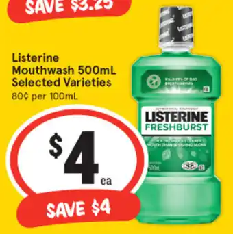 IGA Listerine Mouthwash 500mL Selected Varieties offer