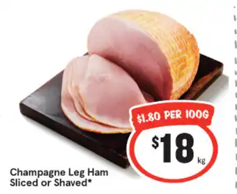 IGA Champagne Leg Ham Sliced or Shaved offer