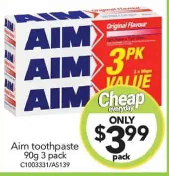 Aim toothpaste 90g 3 pack