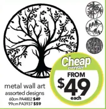 Cheap as Chips metal wall art assorted designs offer