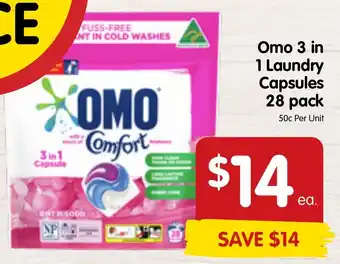 Spar Omo 3 in 1 Laundry Capsules 28 pack offer