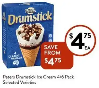Foodworks Peters Drumstick Ice Cream 4/6 Pack Selected Varieties offer