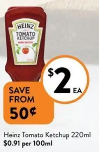 Foodworks Heinz Tomato Ketchup 220ml offer
