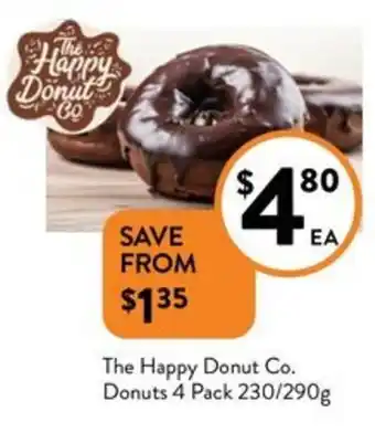 Foodworks The Happy Donut Co. Donuts 4 Pack 230/290g offer