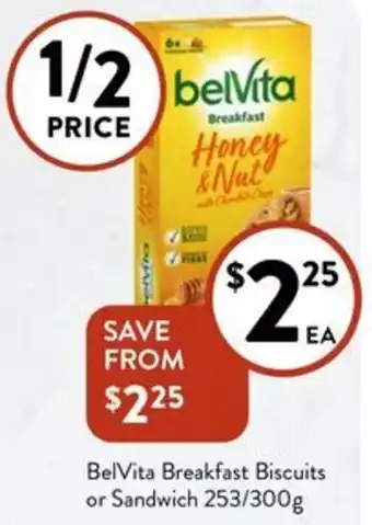 Foodworks BelVita Breakfast Biscuits or Sandwich 253/300g offer