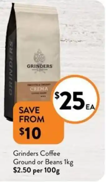 Foodworks Grinders Coffee Ground or Beans 1kg offer