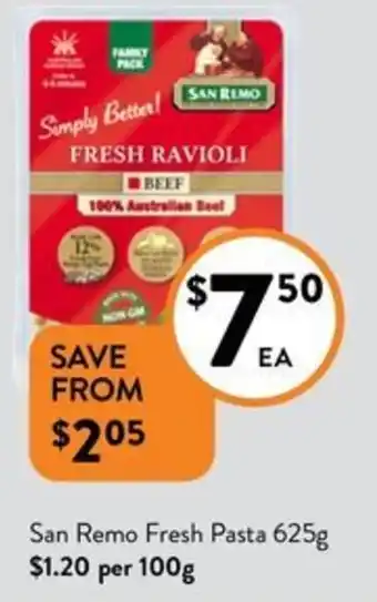 Foodworks San Remo Fresh Pasta 625g offer