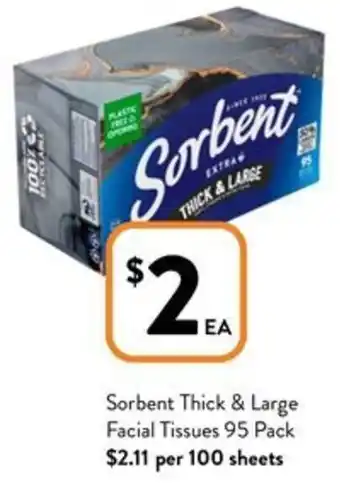 Foodworks Sorbent Thick & Large Facial Tissues 95 Pack offer