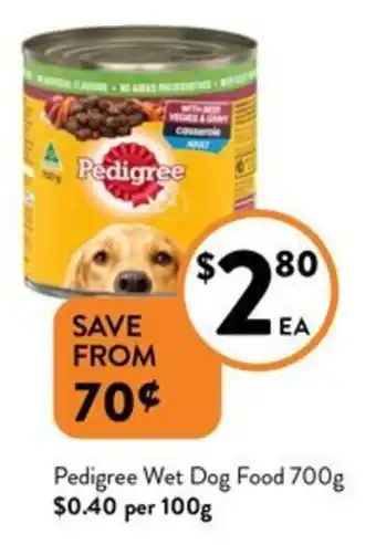 Foodworks Pedigree Wet Dog Food 700g offer