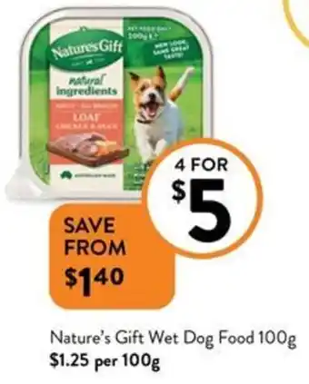 Foodworks Nature's Gift Wet Dog Food 100g offer