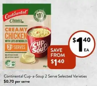 Foodworks Continental Cup-a-Soup 2 Serve Selected Varieties offer