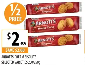 Supabarn ARNOTTS' CREAM BISCUITS SELECTED VARIETIES 200/250g offer