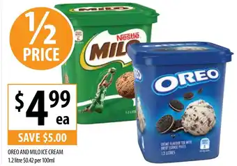 Supabarn OREO AND MILO ICE CREAM 1.2 litre offer