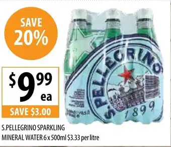 Supabarn S.PELLEGRINO SPARKLING MINERAL WATER 6x500ml offer