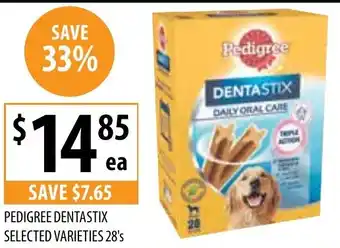 Supabarn PEDIGREE DENTASTIX SELECTED VARIETIES 28's offer