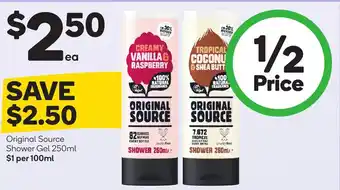 Woolworths Original Source Shower Gel 250ml offer