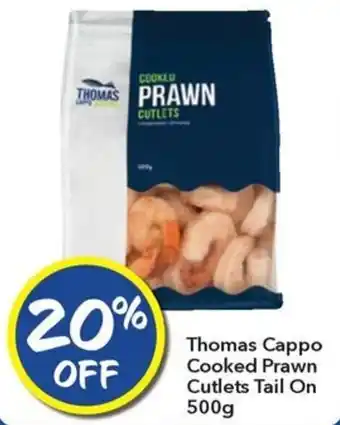 Thomas Cappo Cooked Prawn Cutlets Tail On 500g