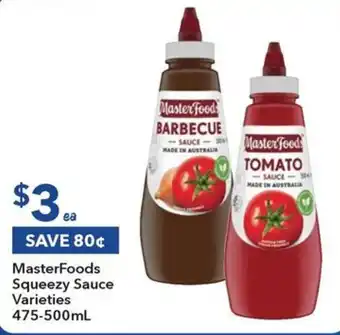 MasterFoods Squeezy Sauce Varieties 475-500ml